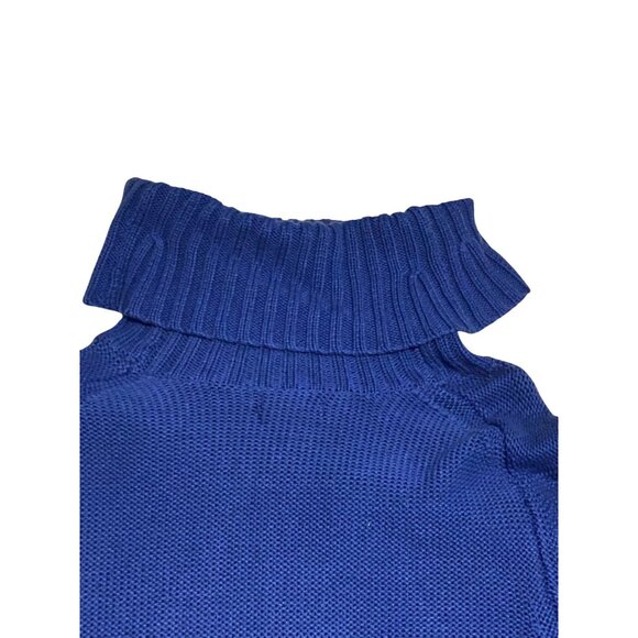 Gap Womens XXL Blue Cable Knit Turtleneck Sweater Ribbed Cuffs & Hem Cotton/Acry - Picture 11 of 14